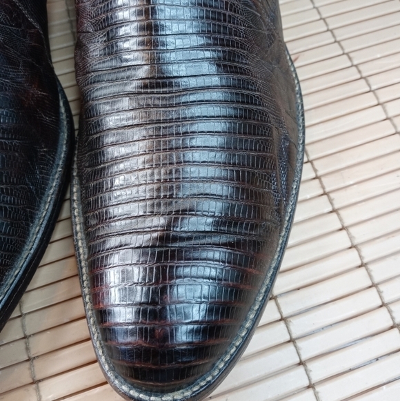 Cowtown Boots Chocolate Brown Iguana Teju Lizard Exotic leather Cowboy Boots. Me main image 6